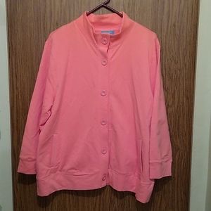 WOMENS PINK BUTTON DOWN SWEATER